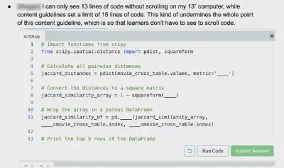 User Feedback Example